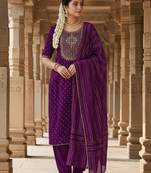 Purple modal buti woven partywear sawlar kameez