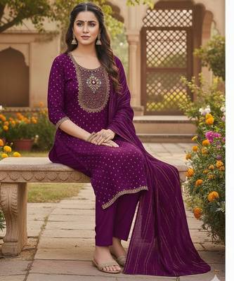 Purple modal buti woven partywear sawlar kameez 2