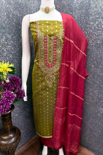 Mahendi shimmer jacquard ethnic Readymade suit