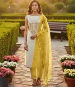 Off white simmer jacquard embroidered partywear Readymade suit