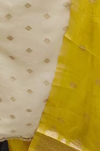 Off white simmer jacquard embroidered partywear Readymade suit