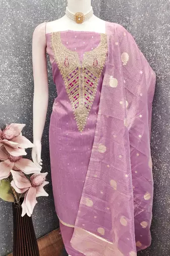 Lavender simmer embroidered partywear Readymade suit