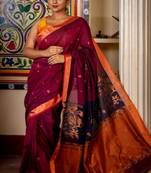 red hand woven cotton zari work all seasons sarees