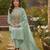 Green simmer embroidered partywear Readymade suit