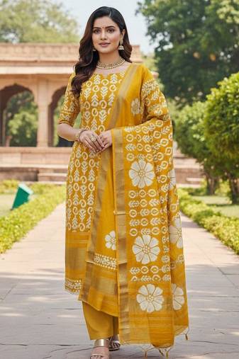 Mustard gajji silk ethnic Readymade suit