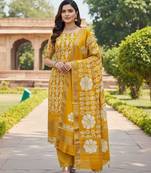 Mustard gajji silk ethnic Readymade suit
