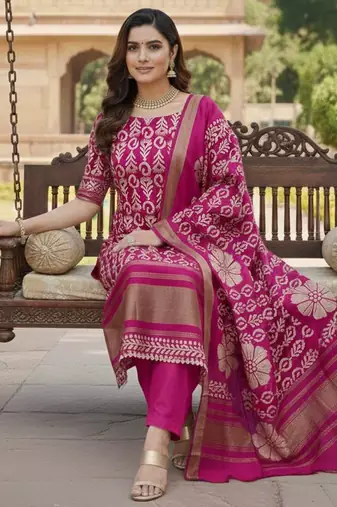 Pink gajji silk ethnic Readymade suit
