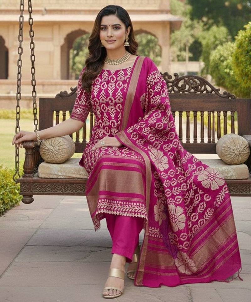 Pink gajji silk ethnic Readymade suit