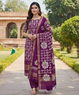Purple gajji silk ethnic Readymade suit 1