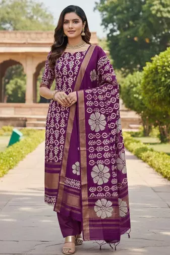 Purple gajji silk ethnic Readymade suit