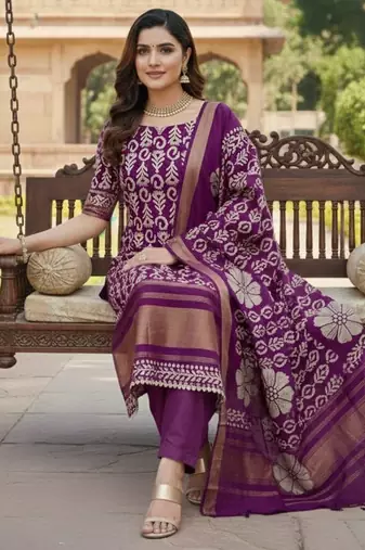 Purple gajji silk ethnic Readymade suit