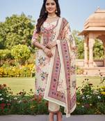 Cream chinon ethnic Readymade suit