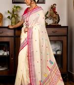 white hand woven cotton bengal handloom all seasons sarees