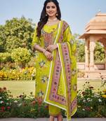 Green chinon ethnic Readymade suit