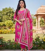 Pink chinon ethnic Readymade suit