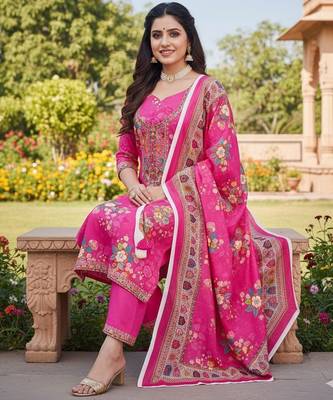 Pink chinon ethnic Readymade suit 2