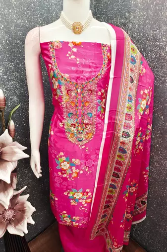 Pink chinon ethnic Readymade suit