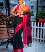 green hand woven cotton bengal handloom all seasons sarees