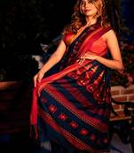 blue hand woven cotton bengal handloom all seasons sarees