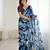 blue color georgette fabric designer printed bollywood style saree