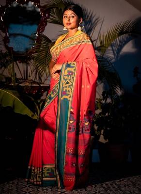 pink hand woven cotton bengal handloom all seasons sarees 2