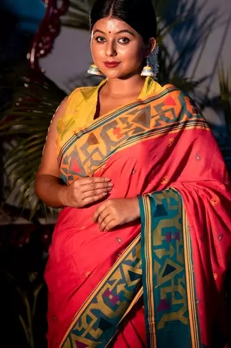 pink hand woven cotton bengal handloom all seasons sarees