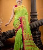 green hand woven cotton bengal handloom all seasons sarees