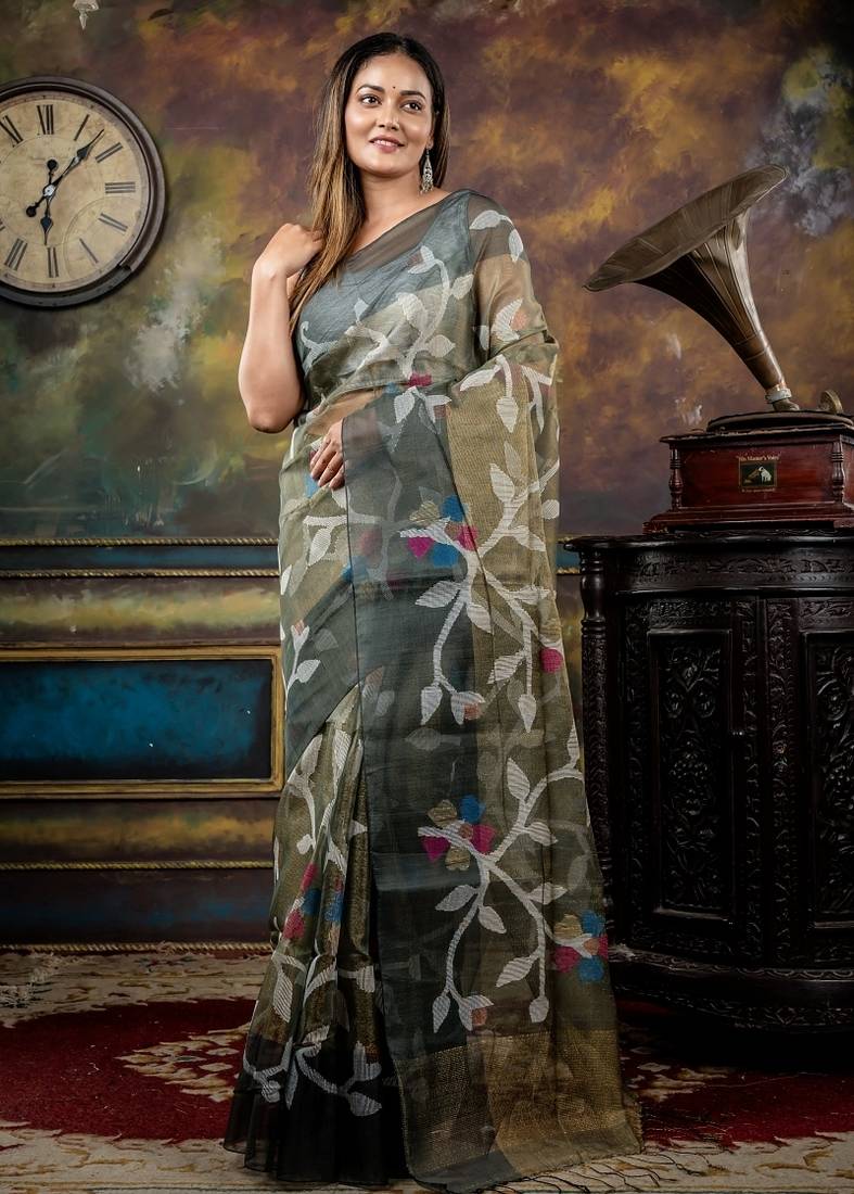 multicolor hand woven silk blend cotton zari work all seasons sarees