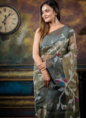 multicolor hand woven silk blend cotton zari work all seasons sarees 2