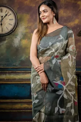 multicolor hand woven silk blend cotton zari work all seasons sarees