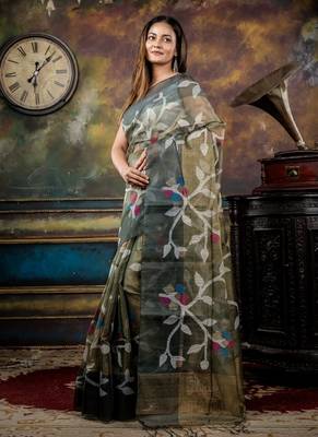 multicolor hand woven silk blend cotton zari work all seasons sarees 3