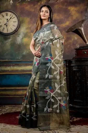 multicolor hand woven silk blend cotton zari work all seasons sarees