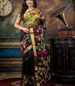 black hand woven silk blend cotton zari work all seasons sarees