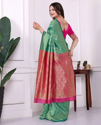 rama art silk blend woven traditional rich saree 2