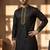 Black embroidered cotton kurta