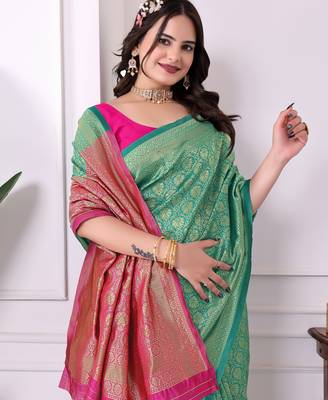 rama art silk blend woven traditional rich saree 3