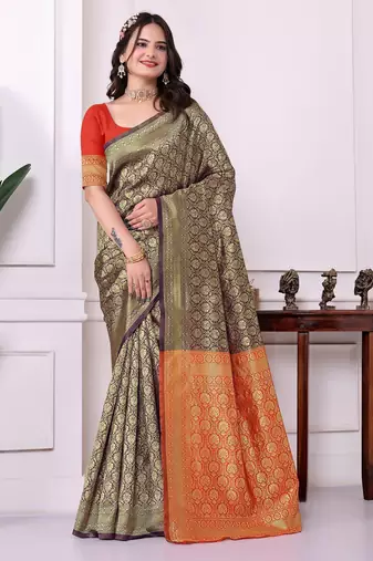 purple color art silk fabric woven designer traditional rich saree