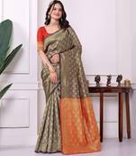 purple color art silk fabric woven designer traditional rich saree