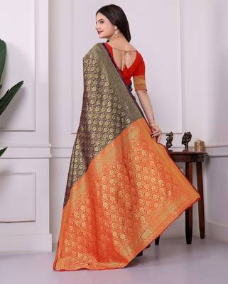 purple art silk blend woven traditional rich saree 2