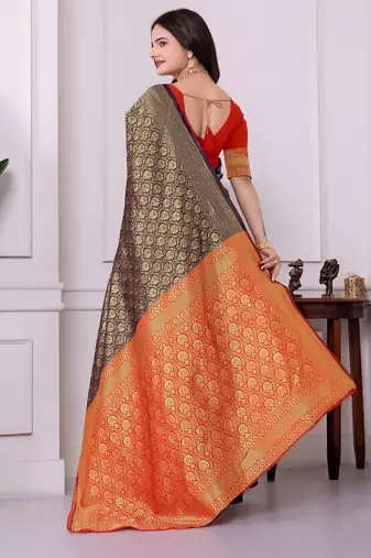 purple art silk blend woven traditional rich saree