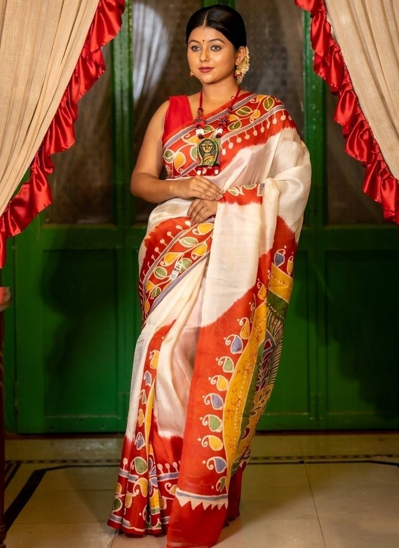 multicolor woven silk blend bengal handloom all seasons sarees