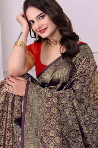 purple art silk blend woven traditional rich saree
