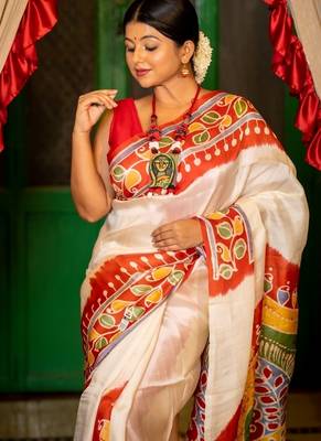 multicolor woven silk blend bengal handloom all seasons sarees 2
