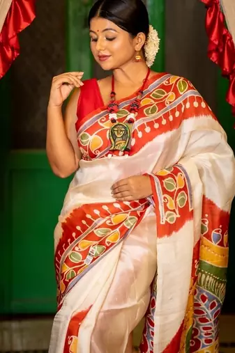 multicolor woven silk blend bengal handloom all seasons sarees