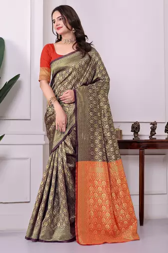 purple art silk blend woven traditional rich saree