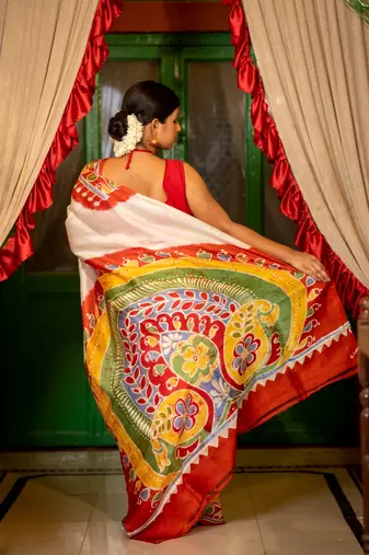 multicolor woven silk blend bengal handloom all seasons sarees