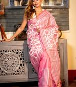 white woven faux silk blend blend kantha work all seasons sarees