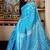 blue woven faux silk blend blend kantha work all seasons sarees