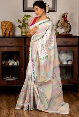 white woven faux silk blend blend kantha work all seasons sarees 3