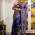 blue woven faux silk blend blend kantha work all seasons sarees